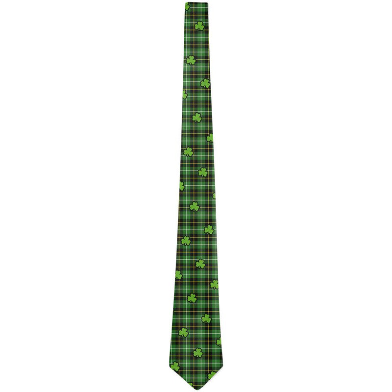 St. Patricks Day Clover Plaid Shamrocks Pattern All Over Neck Tie Men's Neck Ties Old Glory   