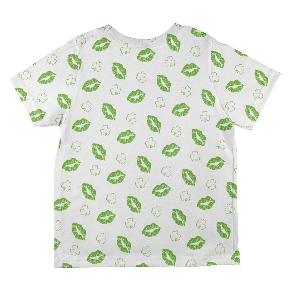 St. Patricks Day Shamrock Kisses Kiss Lips Pattern All Over Toddler T Shirt Toddler T-Shirts Old Glory   