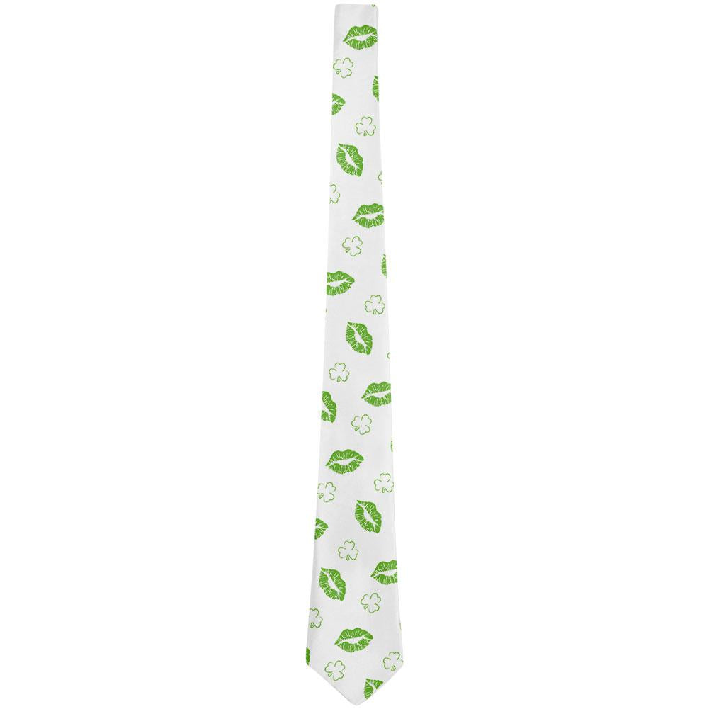 St. Patricks Day Shamrock Kisses Kiss Lips Pattern All Over Neck Tie Men's Neck Ties Old Glory   