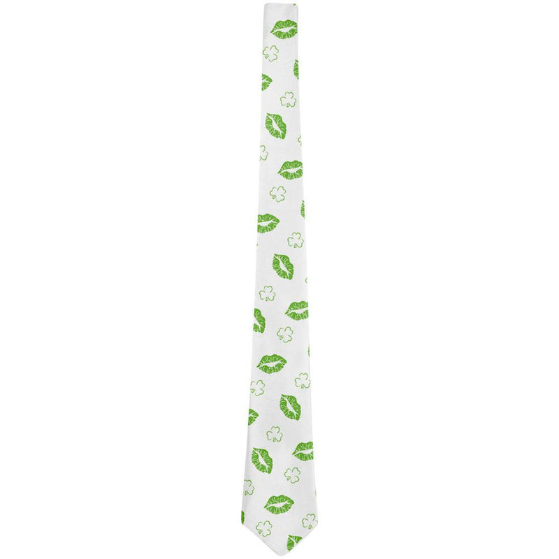 St. Patricks Day Shamrock Kisses Kiss Lips Pattern All Over Neck Tie Men's Neck Ties Old Glory   