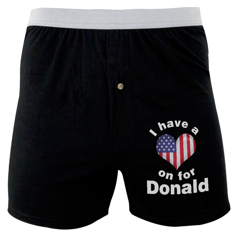 4th of July American Flag Heart Donald Trump Soft Knit Boxer Men's Boxers & Briefs Old Glory 2XL Black 