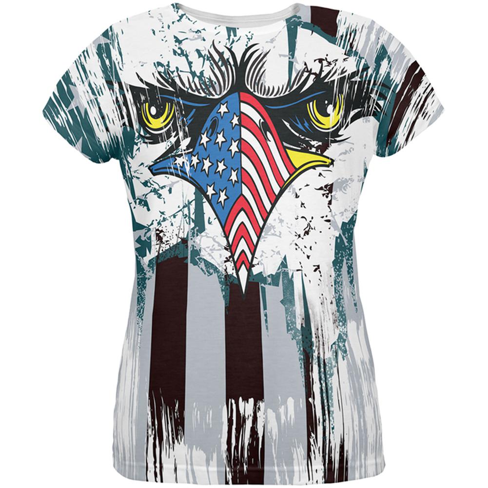 Patriotic Eagle of Philly All Over Womens T Shirt Women's T-Shirts Old Glory 2XL Multi 