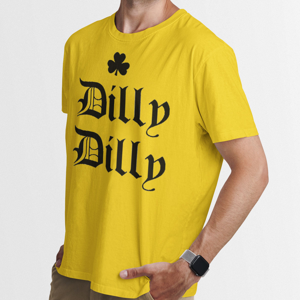 St. Patricks Day Dilly Dilly Shamrock Mens T Shirt Men's T-Shirts Old Glory SM Yellow 