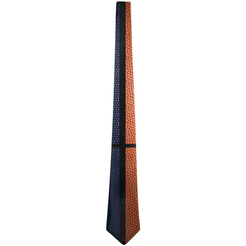 Championship Basketball Orange & Navy All Over Neck Tie Men's Neck Ties Old Glory OS Multi 