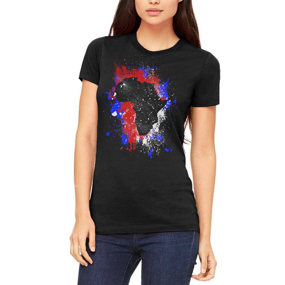 African American Splatter Juniors Soft T Shirt Juniors T-Shirts Old Glory 2XL Black 