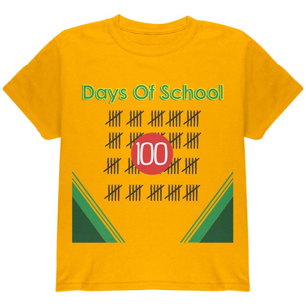 100 Days Of School Crayon Youth T Shirt Youth T-Shirts Old Glory LG Gold 