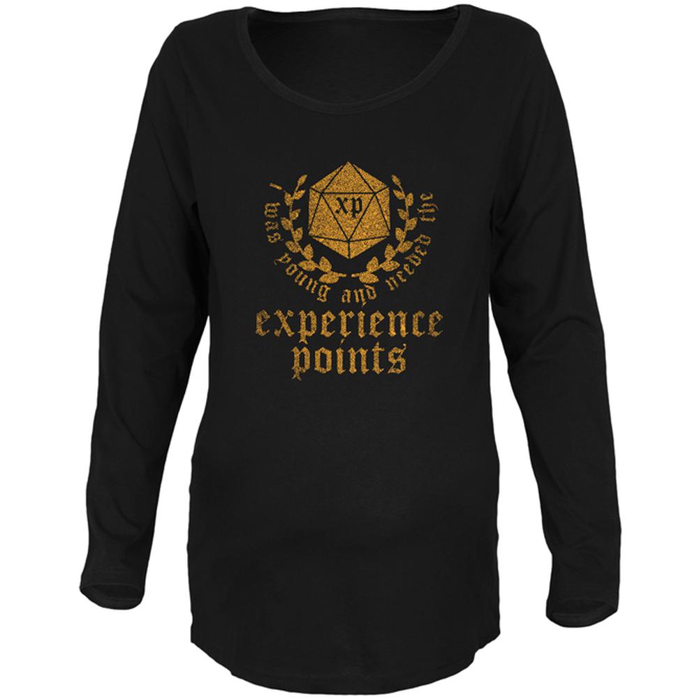 Young and Needed the Experience Points Maternity Soft Long Sleeve T Shirt Maternity Long Sleeve T-Shirts Old Glory 2XL Black 