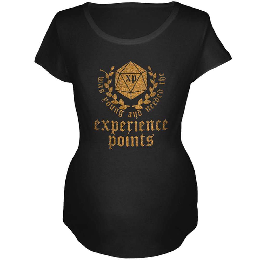 Young and Needed the Experience Points Maternity Soft T Shirt Maternity T-Shirts Old Glory 2XL Black 