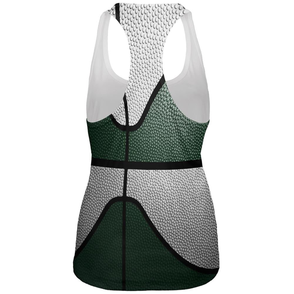 Championship Basketball Forest Green & White All Over Womens Work Out Tank Top Women's Tank Tops Old Glory   