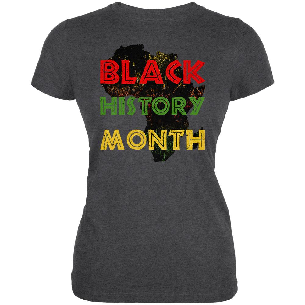 Black History Month Africa Distressed Juniors Soft T Shirt Juniors T-Shirts Old Glory MD Dark Heather 