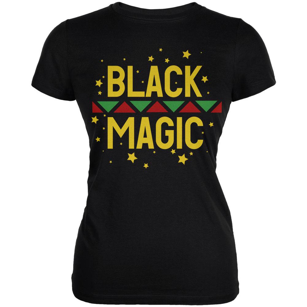 Black History Month Magic Star Pan African Juniors Soft T Shirt Juniors T-Shirts Old Glory 2XL Black 