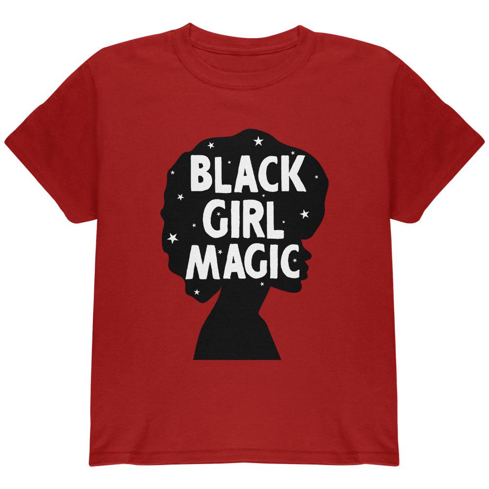 Black History Month Black Girl Magic Afro Youth T Shirt Youth T-Shirts Old Glory LG Red 