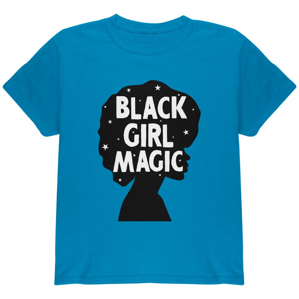 Black History Month Black Girl Magic Afro Youth T Shirt Youth T-Shirts Old Glory LG Blue 