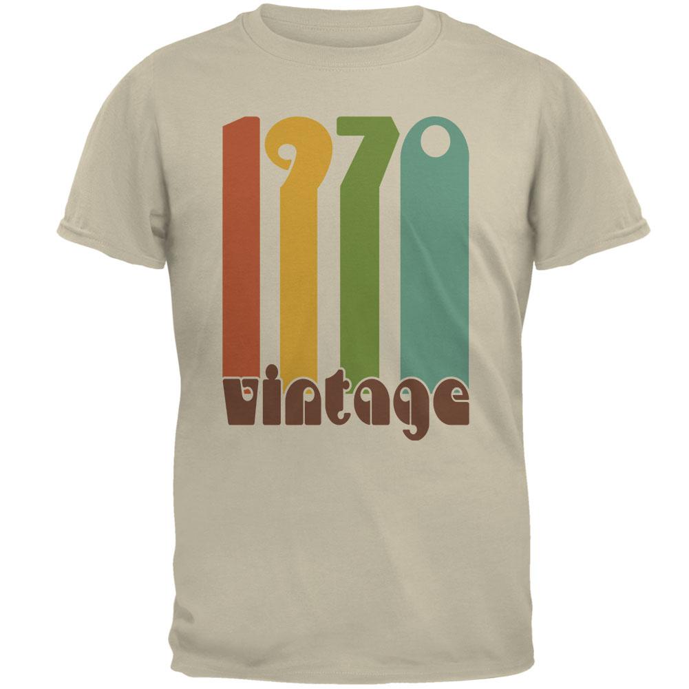 Milestone Birthday 1970 70's Color Bar Mens T Shirt Men's T-Shirts Old Glory 2XL Sand 