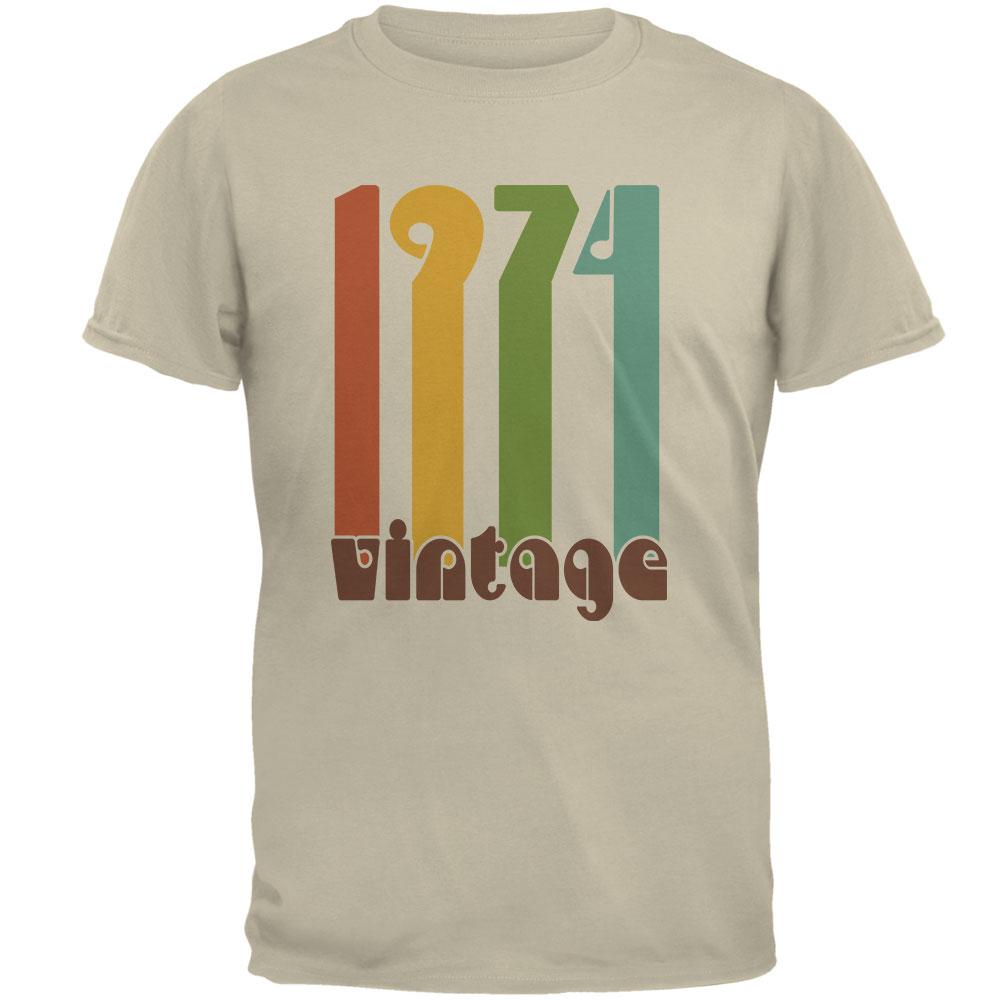 Milestone Birthday 1974 70's Color Bar Mens T Shirt Men's T-Shirts Old Glory 2XL Sand 