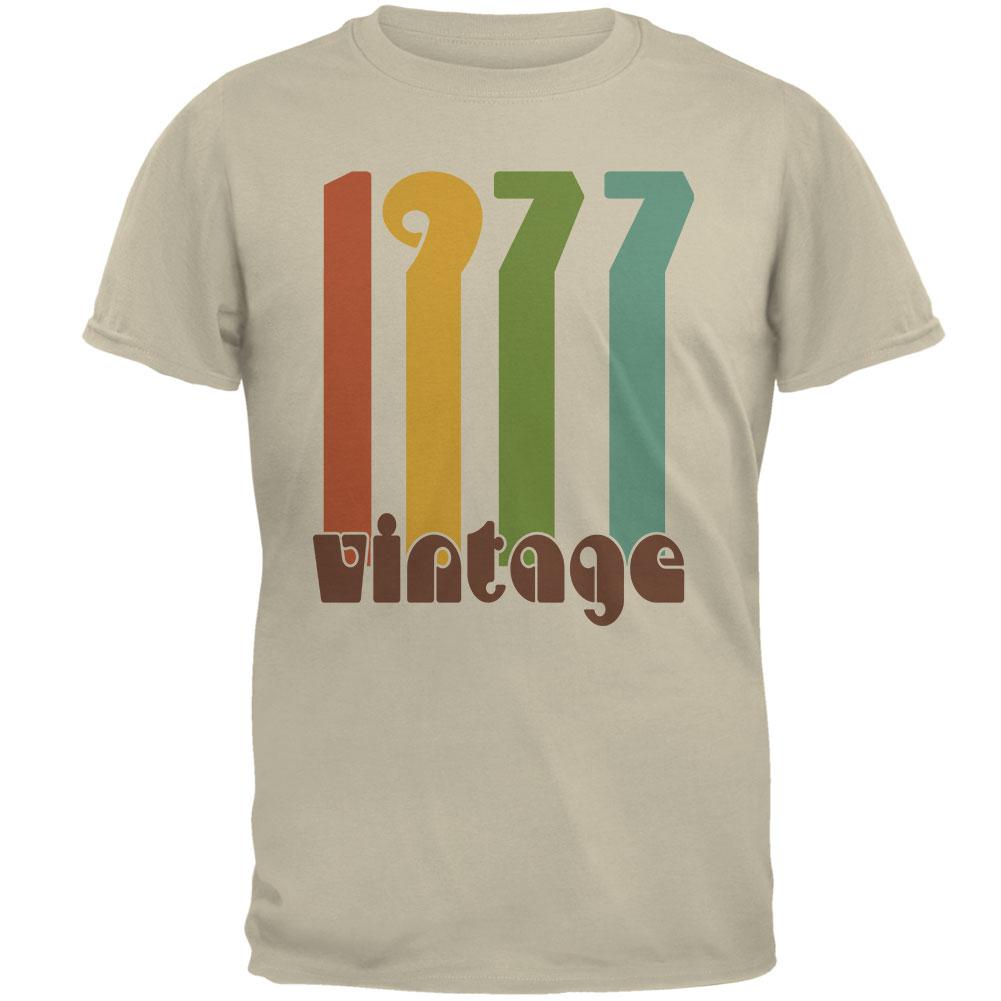 Milestone Birthday 1977 70's Color Bar Mens T Shirt Men's T-Shirts Old Glory 2XL Sand 