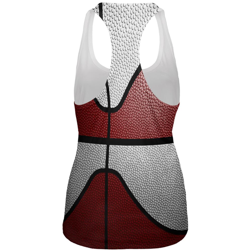 Championship Basketball Maroon & White All Over Womens Work Out Tank Top Women's Tank Tops Old Glory   