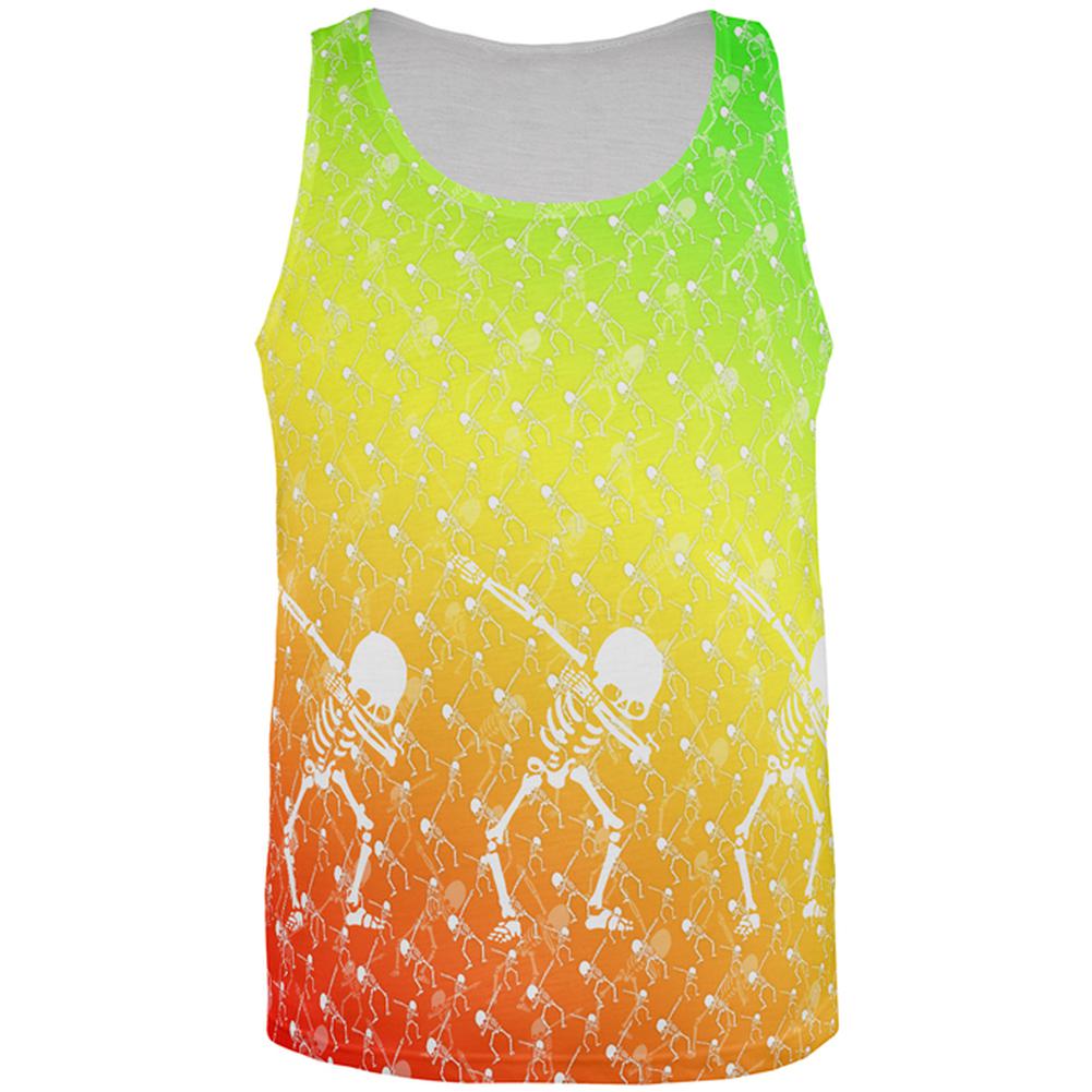 Cinco De Mayo Dancing Dabbing Skeletons All Over Mens Tank Top Men's Tank Tops Old Glory 2XL Multi 