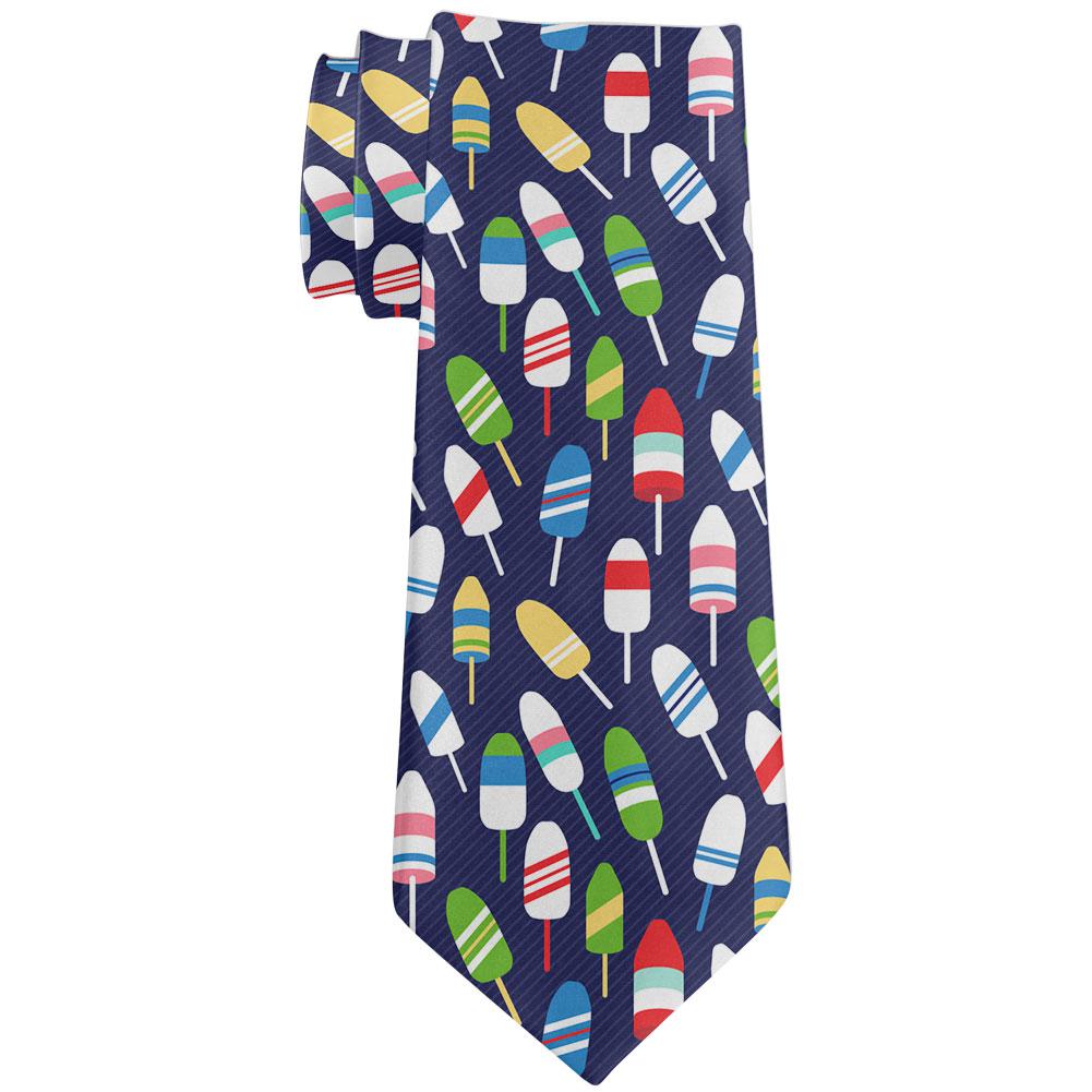 Summer Sun Buoy Bouys Repeat Pattern Navy All Over Neck Tie Men's Neck Ties Old Glory OS Navy 