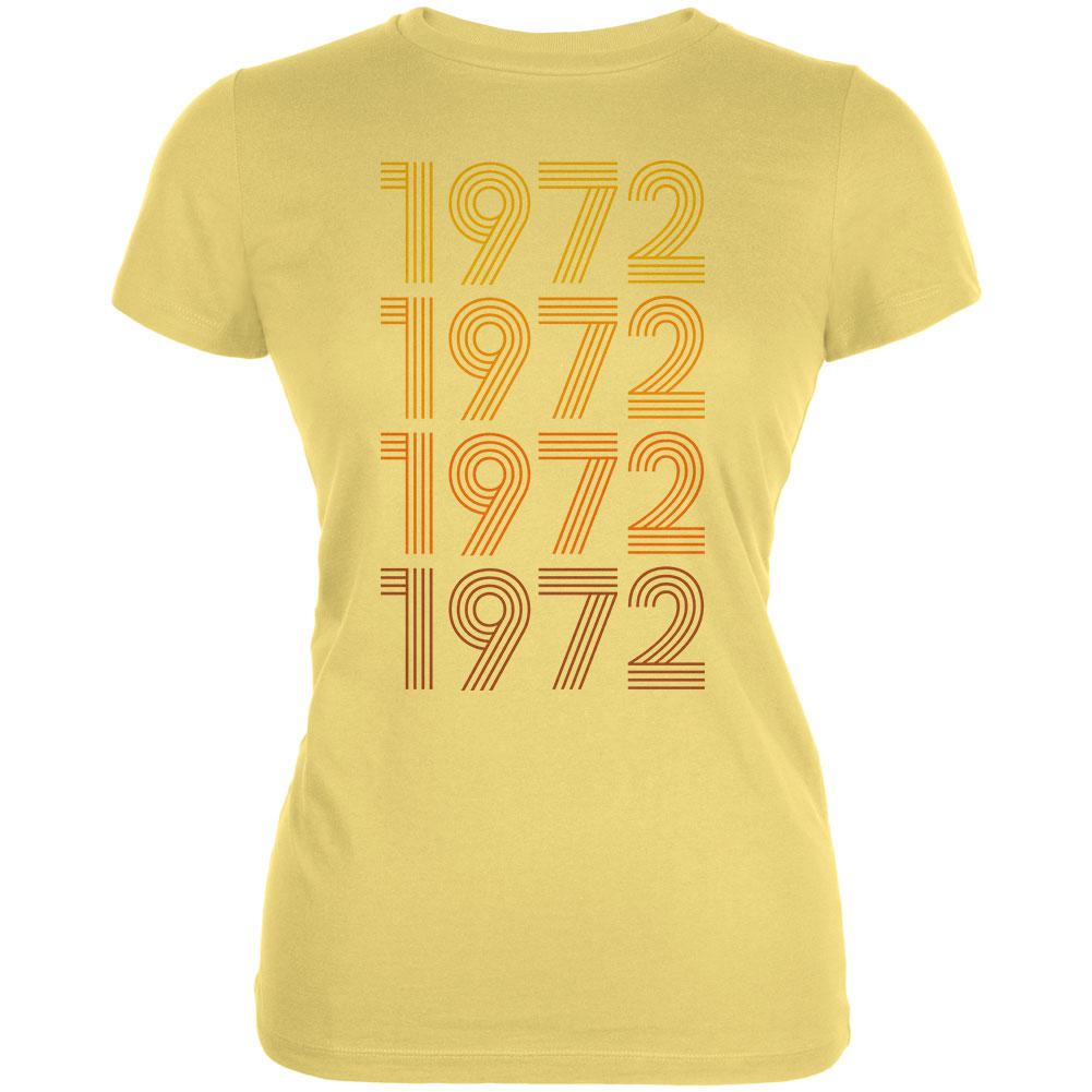 Retro Vintage Flashback Paralines Birthday 1972 Juniors Soft T Shirt Juniors T-Shirts Old Glory LG Yellow 