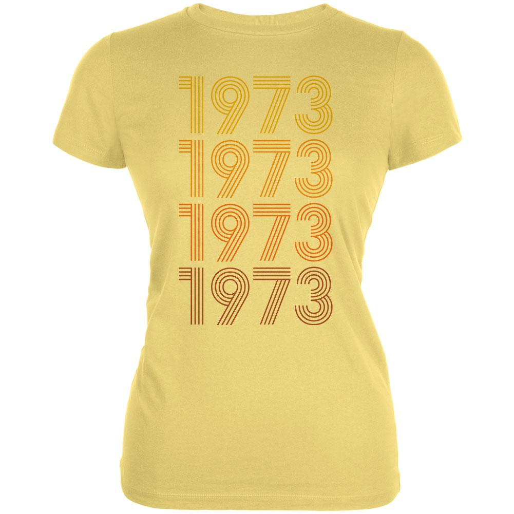 Retro Vintage Flashback Paralines Birthday 1973 Juniors Soft T Shirt Juniors T-Shirts Old Glory LG Yellow 