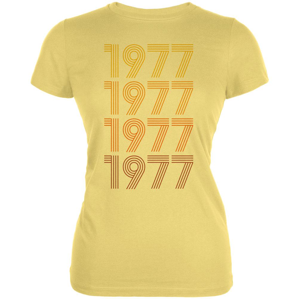 Retro Vintage Flashback Paralines Birthday 1977 Juniors Soft T Shirt Juniors T-Shirts Old Glory LG Yellow 