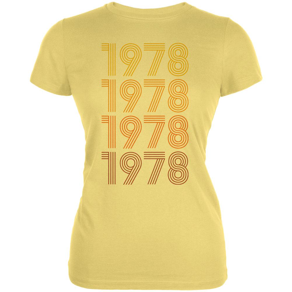 Retro Vintage Flashback Paralines Birthday 1978 Juniors Soft T Shirt Juniors T-Shirts Old Glory LG Yellow 