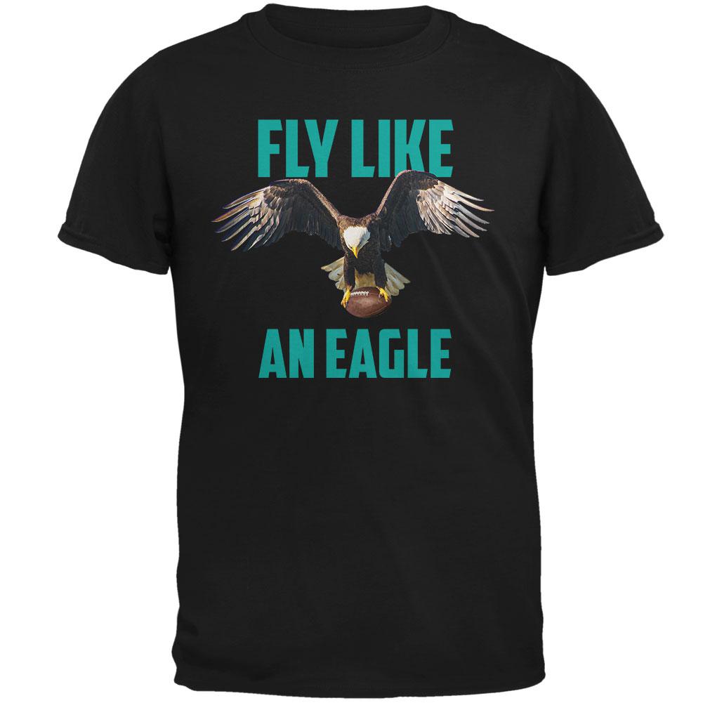 Fly Like an Eagle Flying Football Mens Soft T Shirt Men's T-Shirts Old Glory 2XL Black 