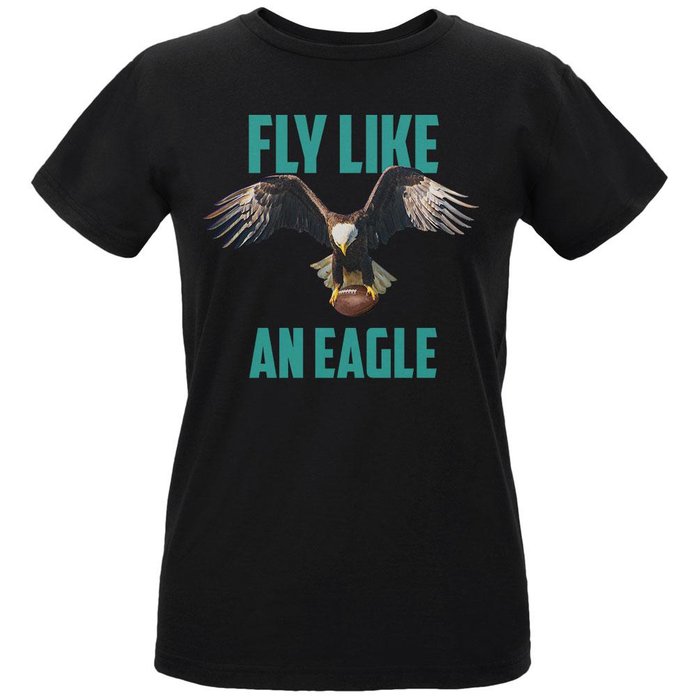 Fly Like an Eagle Flying Football Womens Organic T Shirt Women's T-Shirts Old Glory LG Black 