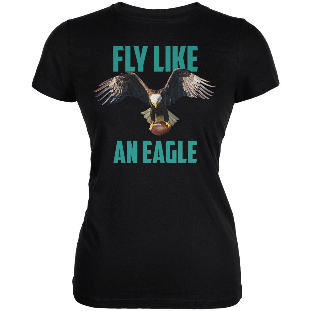 Fly Like an Eagle Flying Football Juniors Soft T Shirt Juniors T-Shirts Old Glory 2XL Black 