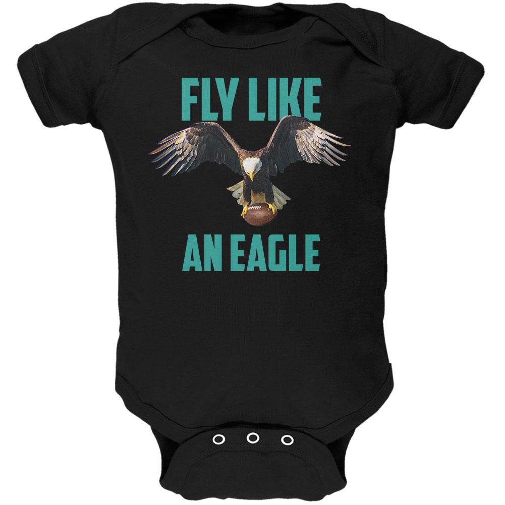 Fly Like an Eagle Flying Football Soft Baby One Piece Baby One Piece Old Glory 0-3M Black 