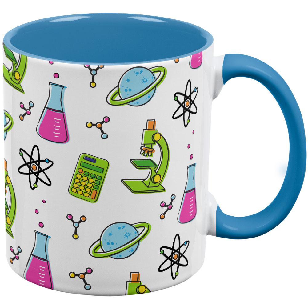 Offset Science Repeat Teacher Gift Aqua Handle Coffee Mug Coffee Mugs Old Glory OS White/Light Blue 