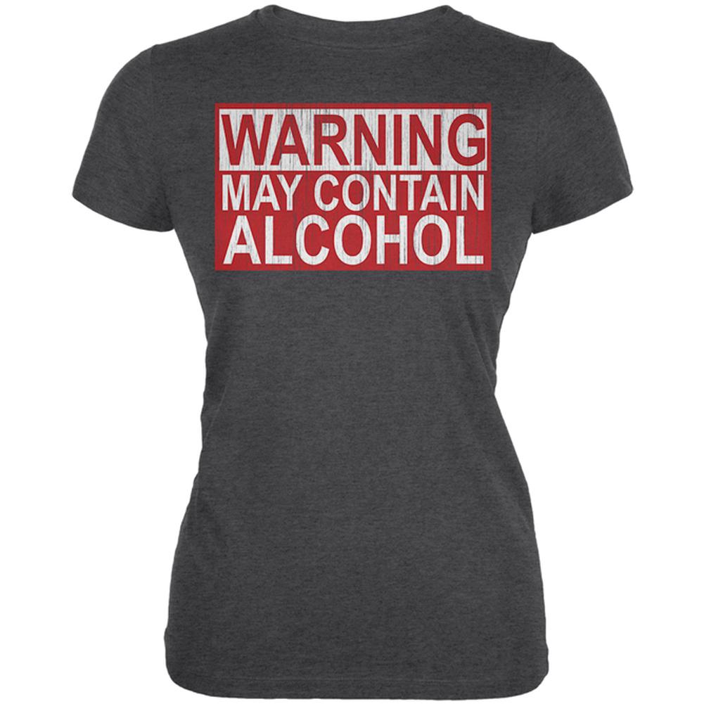 Warning May Contain Alcohol Juniors Soft T Shirt Juniors T-Shirts Old Glory 2XL Deep Heather 