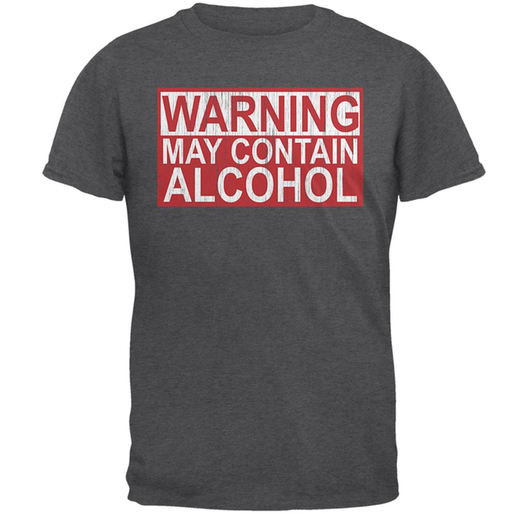 Warning May Contain Alcohol Mens T Shirt Men's T-Shirts Old Glory 2XL Dark Heather 