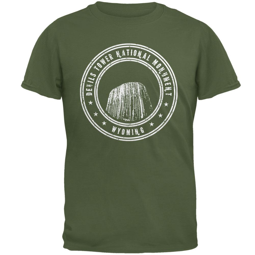 Devils Tower National Monument Mens T Shirt Men's T-Shirts Old Glory 2XL Military Green 