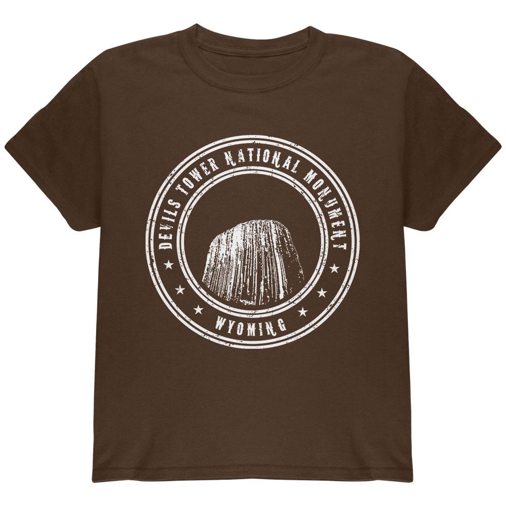 Devils Tower National Monument Youth T Shirt Youth T-Shirts Old Glory LG Brown 