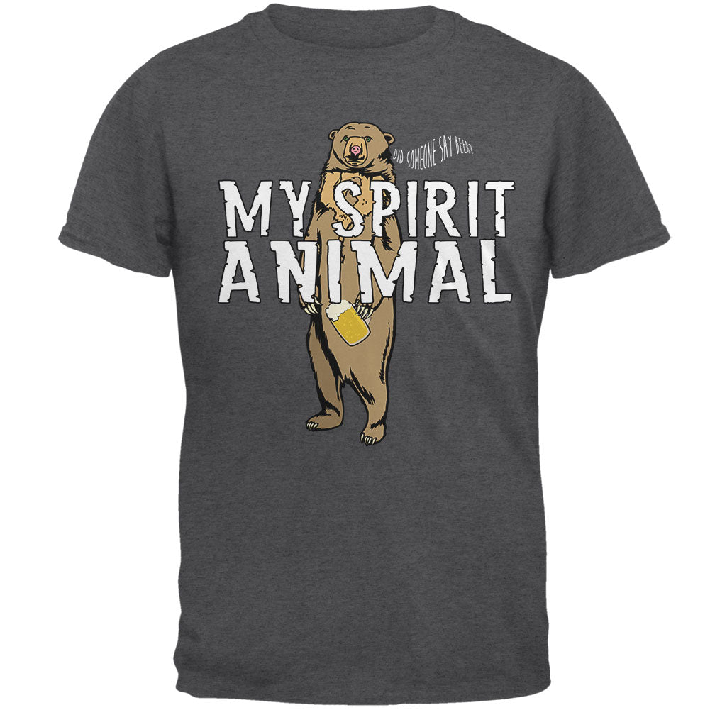 My Spirit Animal Bear Beer Funny Mens T Shirt Men's T-Shirts global 2XL Dark Heather 