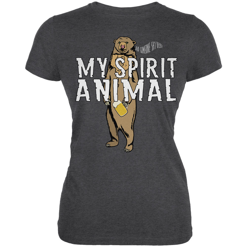 My Spirit Animal Bear Beer Funny Juniors Soft T Shirt Junior's T-Shirts global 2XL Deep Heather 