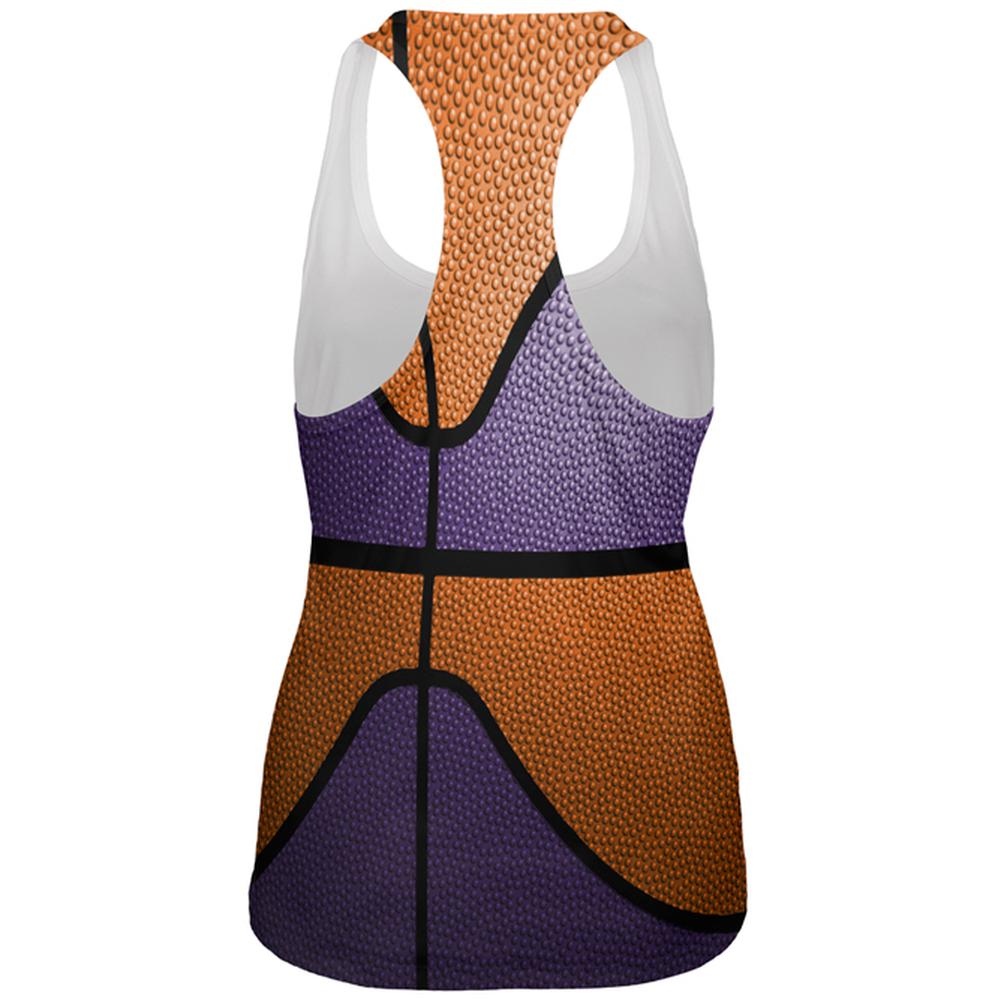 Championship Basketball Orange & Purple All Over Womens Work Out Tank Top Women's Tank Tops Old Glory   