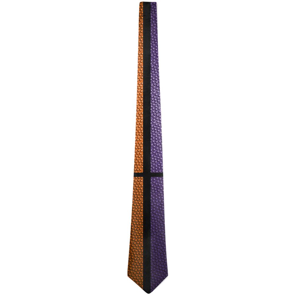 Championship Basketball Orange & Purple All Over Neck Tie Men's Neck Ties Old Glory OS Multi 