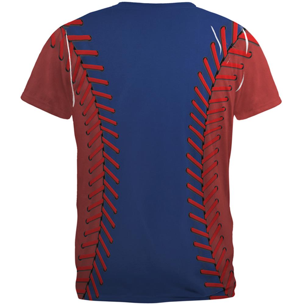 Baseball League Blue and Red All Over Mens T Shirt Men's T-Shirts Old Glory   