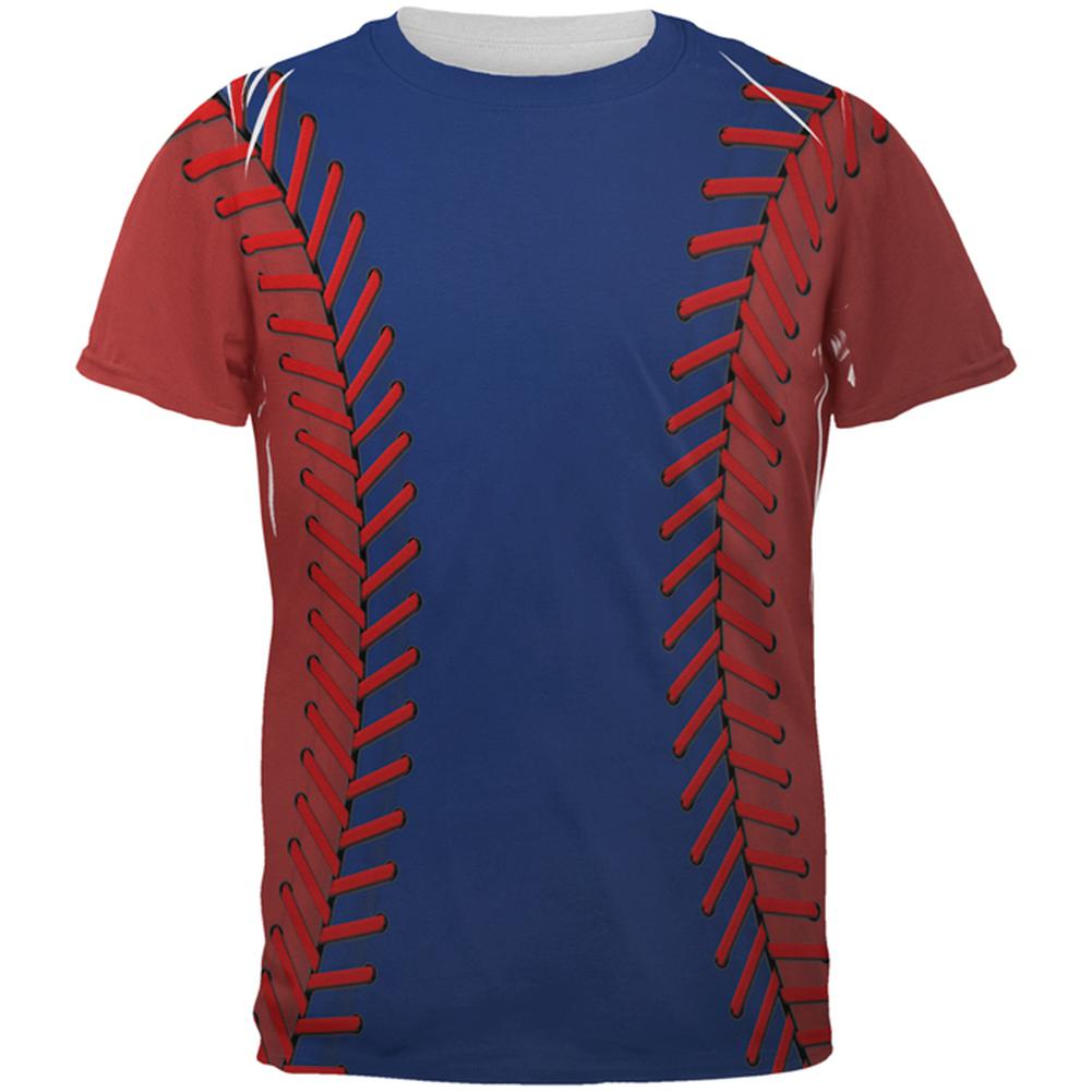 Baseball League Blue and Red All Over Mens T Shirt Men's T-Shirts Old Glory 2XL Multi 