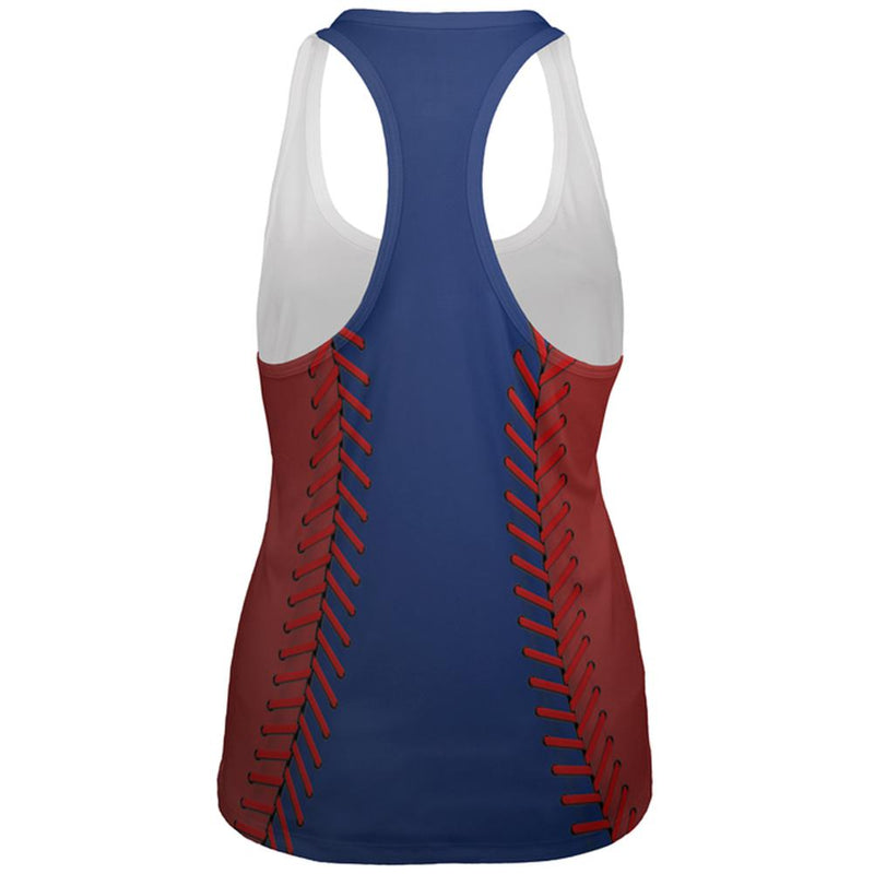 Baseball League Blue and Red All Over Womens Work Out Tank Top Women's Tank Tops Old Glory   