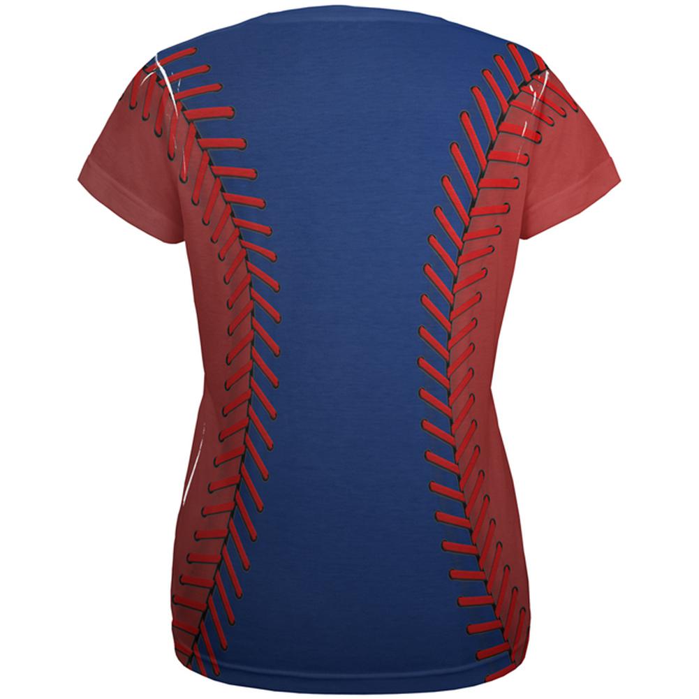 Baseball League Blue and Red All Over Womens T Shirt Women's T-Shirts Old Glory   