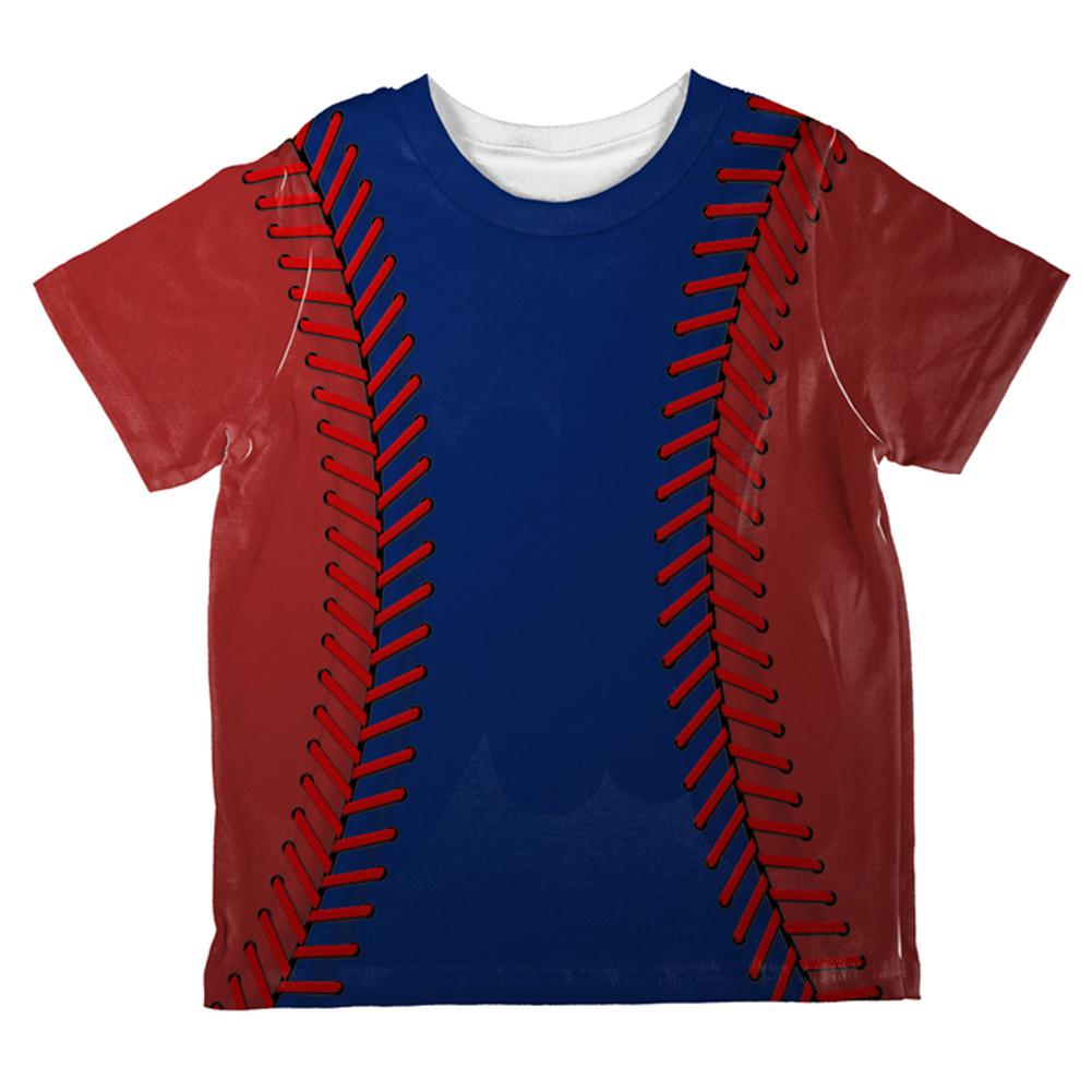 Baseball League Blue and Red All Over Toddler T Shirt Toddler T-Shirts Old Glory 2T Multi 