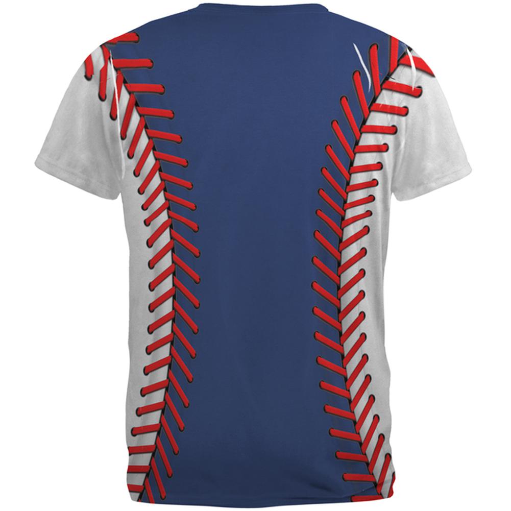 Baseball League Blue and White All Over Mens T Shirt Men's T-Shirts Old Glory   