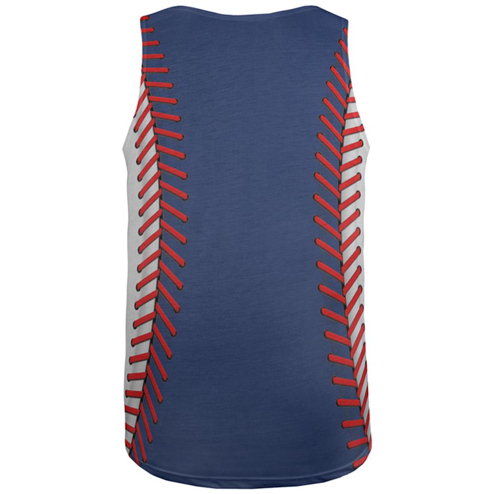 Baseball League Blue and White All Over Mens Tank Top Men's Tank Tops Old Glory   