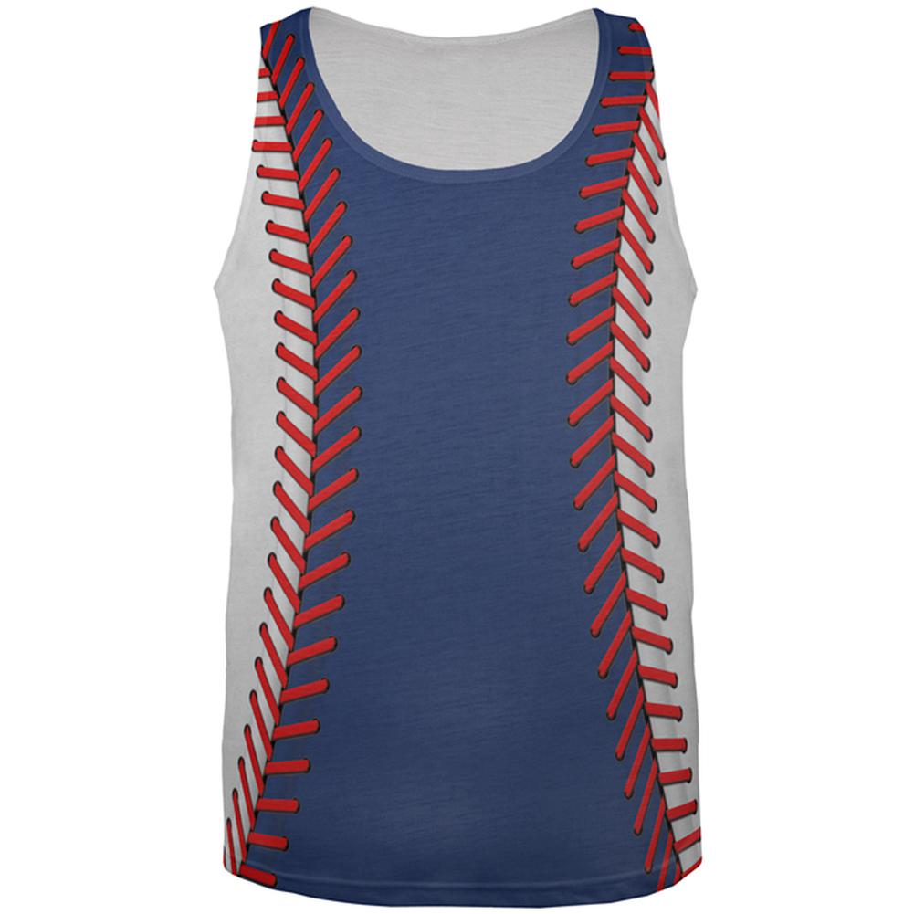 Baseball League Blue and White All Over Mens Tank Top Men's Tank Tops Old Glory 2XL Multi 