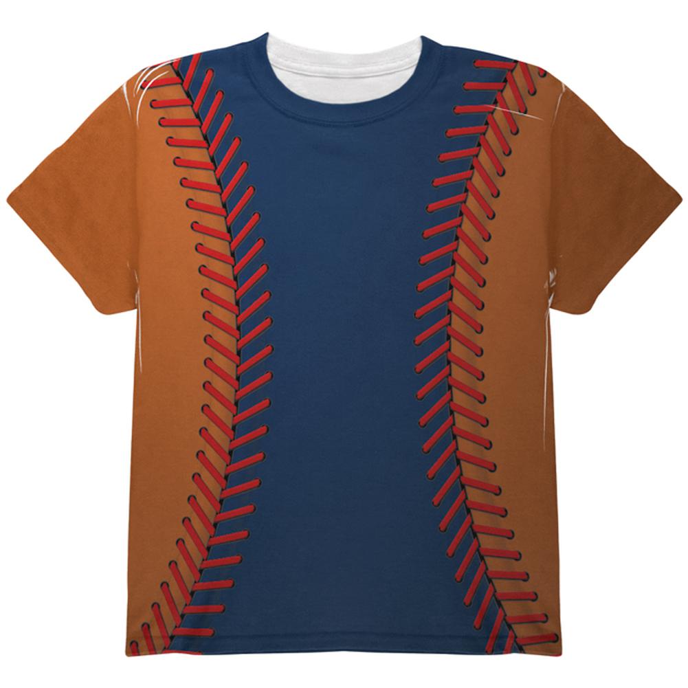 Baseball League Navy Blue and Orange All Over Youth T Shirt Youth T-Shirts Old Glory LG Multi 