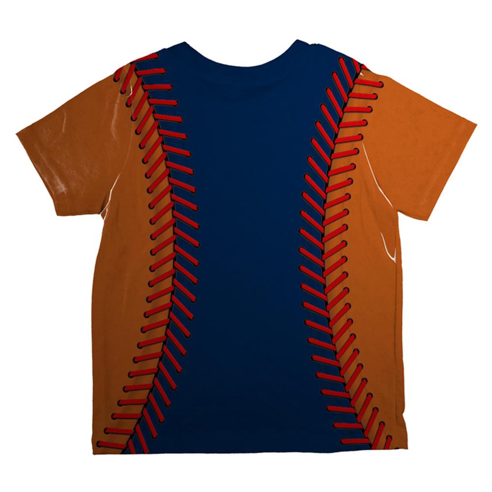 Baseball League Navy Blue and Orange All Over Toddler T Shirt Toddler T-Shirts Old Glory   